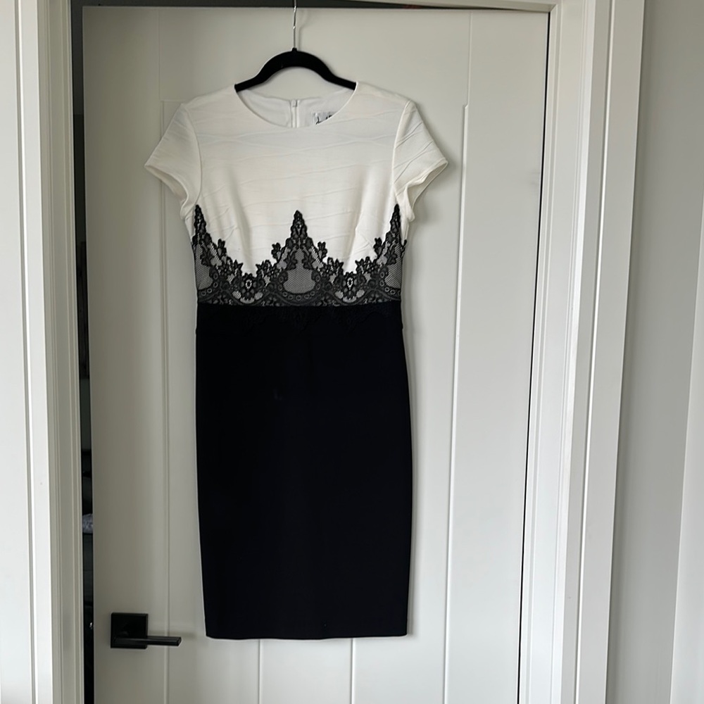 Elegant Black and White Lace Dress